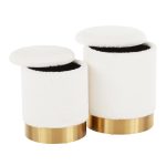Marla Contemporary Cream Plush Fabric Nesting Ottomans Gold Base 19 Marla Contemporary Cream Plush Fabric Nesting Ottomans Gold Base