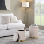 Marla Contemporary Cream Velvet Gold Nesting Ottoman Set 10 Marla Contemporary Cream Velvet Gold Nesting Ottoman Set