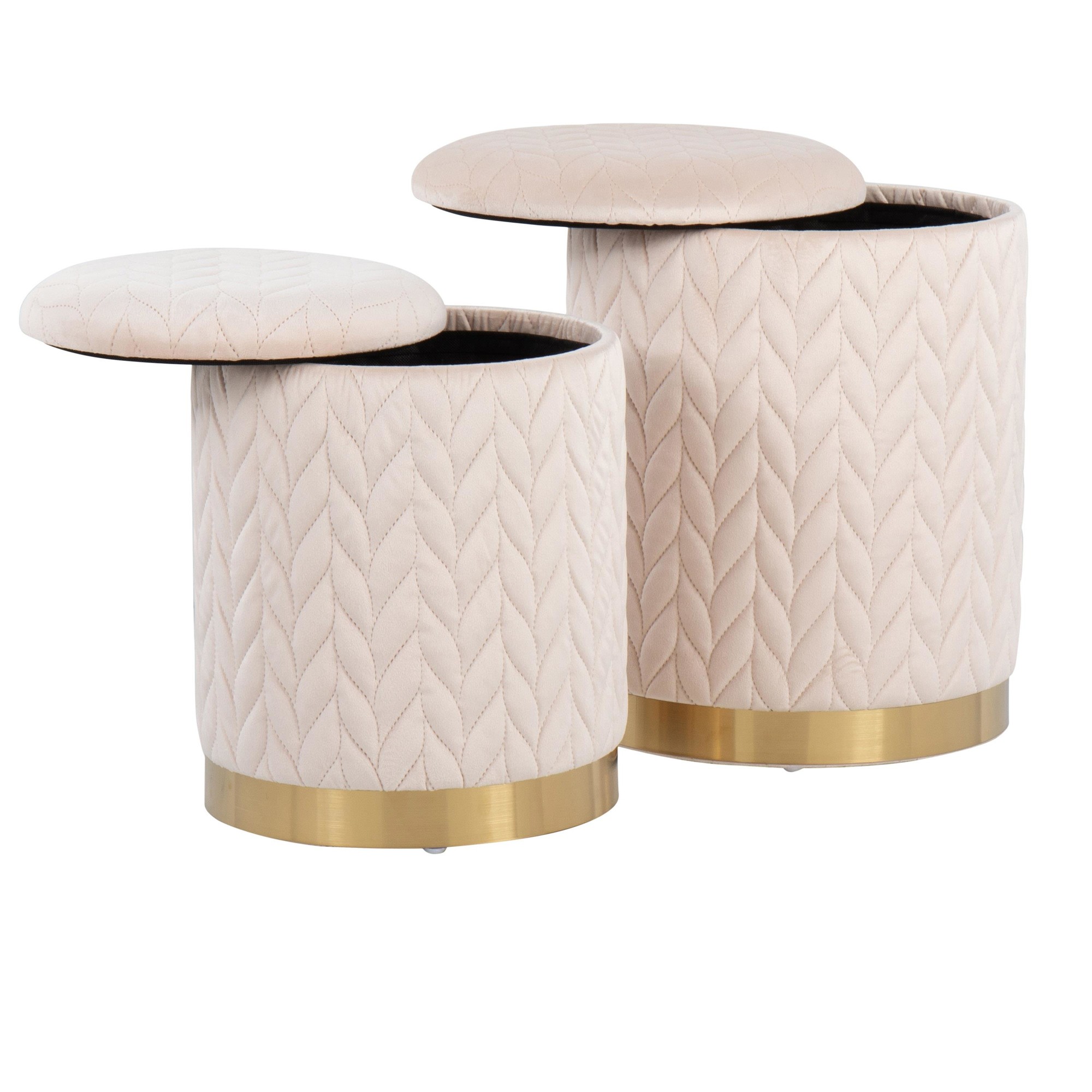 Marla Contemporary Cream Velvet Gold Nesting Ottoman Set 6 Marla Contemporary Cream Velvet Gold Nesting Ottoman Set - Image 6