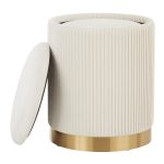 Marla Contemporary Cream Velvet Gold Nesting Ottomans 29 Marla Contemporary Cream Velvet Gold Nesting Ottomans