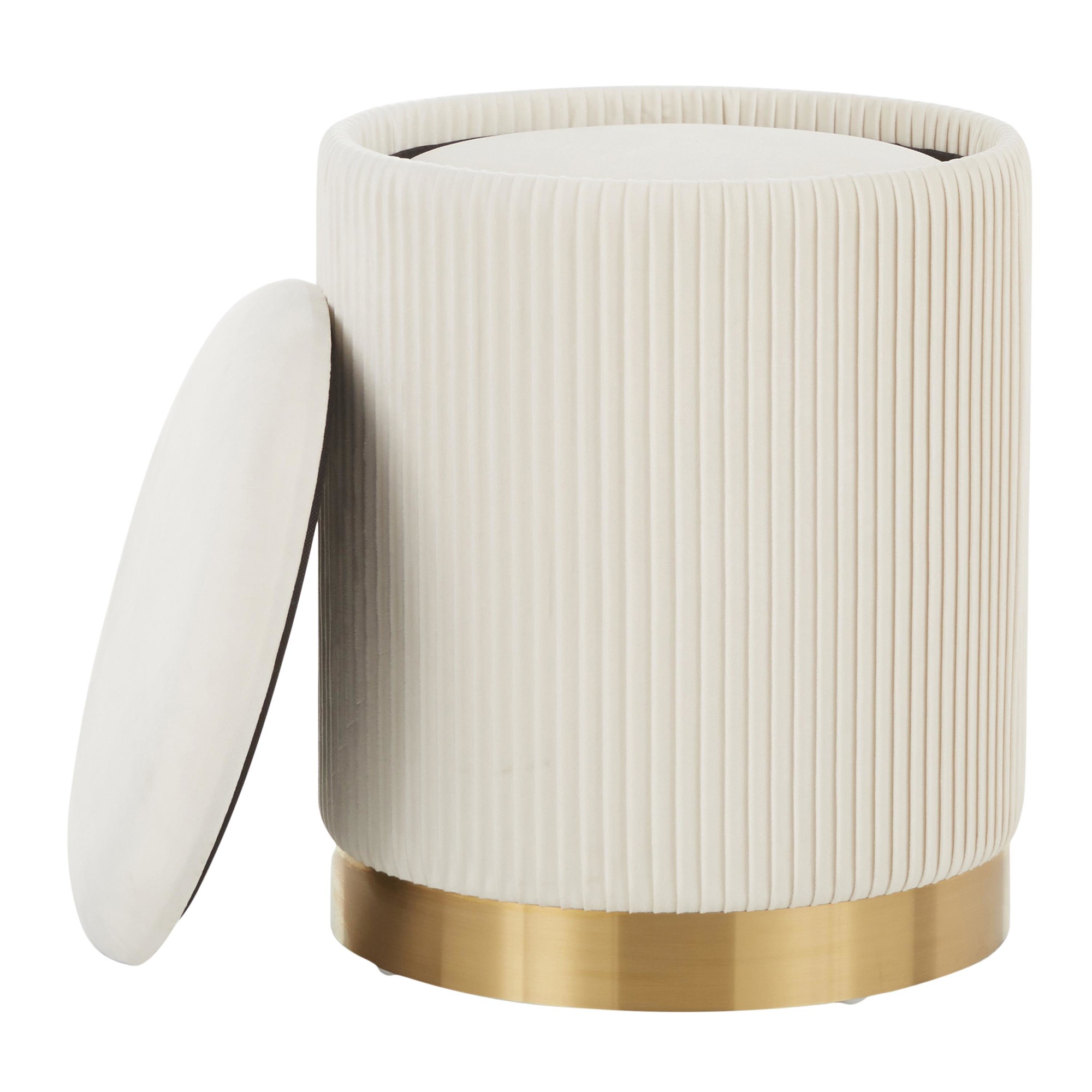 Marla Contemporary Cream Velvet Gold Nesting Ottomans 14 Marla Contemporary Cream Velvet Gold Nesting Ottomans - Image 14