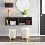 Marla Contemporary Cream Velvet Gold Nesting Ottomans 16 Marla Contemporary Cream Velvet Gold Nesting Ottomans