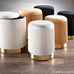 Marla Contemporary Cream Velvet Gold Nesting Ottomans 19 Marla Contemporary Cream Velvet Gold Nesting Ottomans