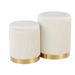 Marla Contemporary Cream Velvet Gold Nesting Ottomans 24 Marla Contemporary Cream Velvet Gold Nesting Ottomans