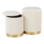 Marla Contemporary Cream Velvet Gold Nesting Ottomans 25 Marla Contemporary Cream Velvet Gold Nesting Ottomans