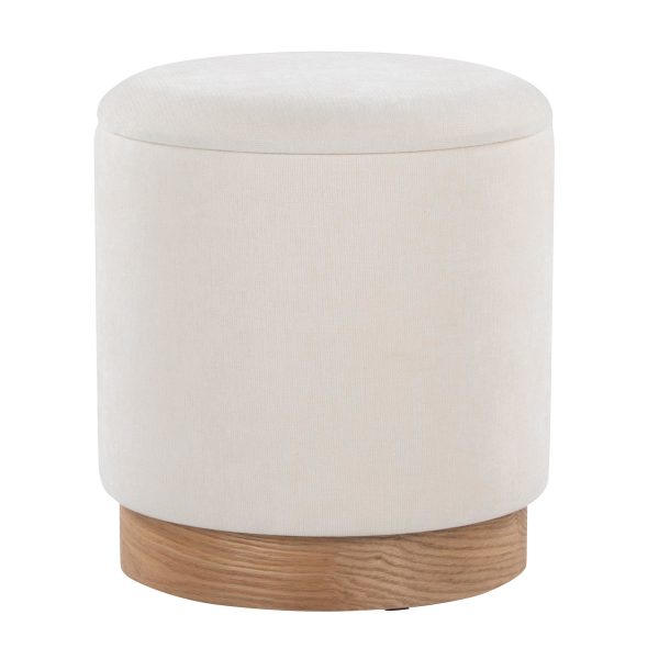 Marla Cream Fabric Natural Wood Contemporary Nesting Ottomans 5