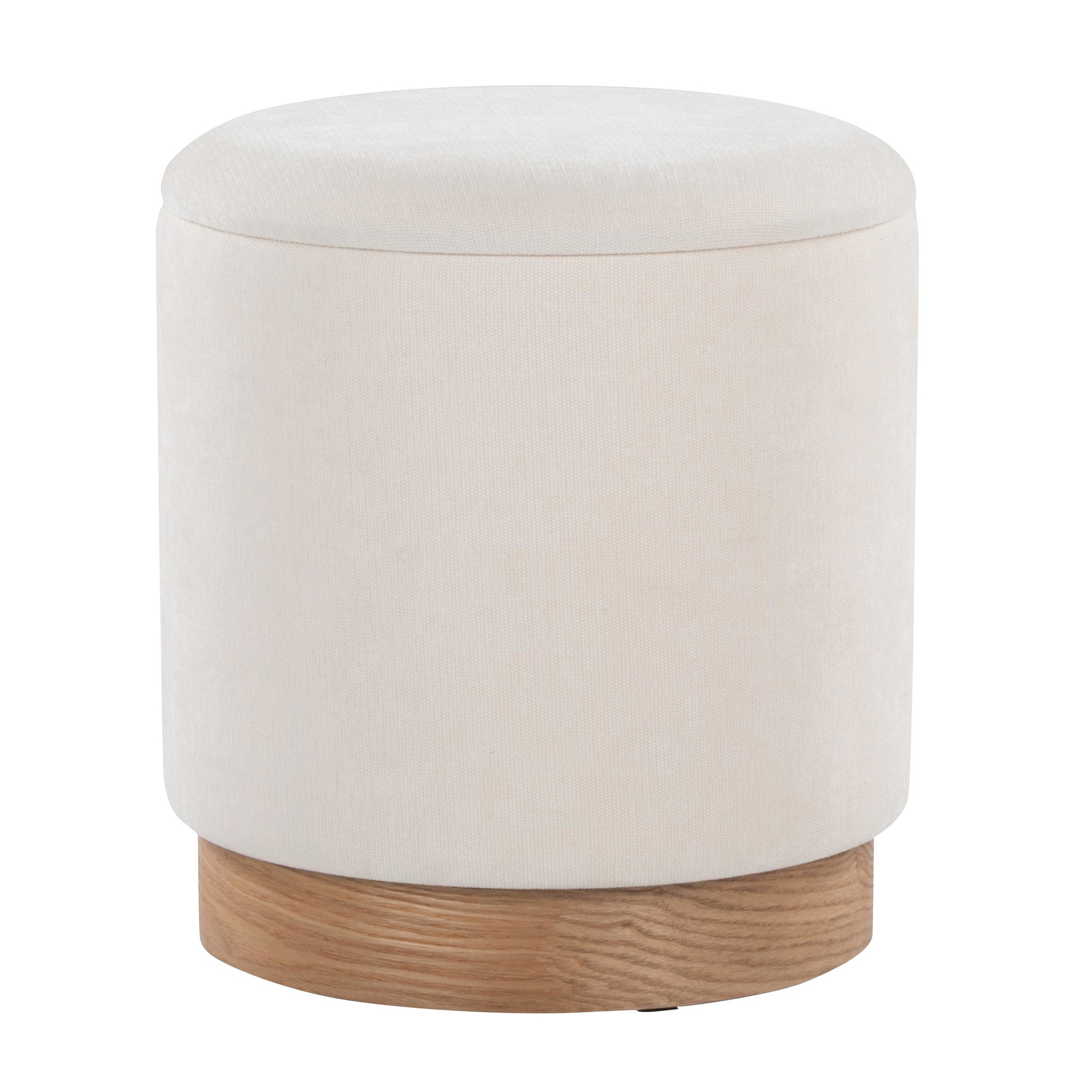 Marla Cream Fabric Natural Wood Contemporary Nesting Ottomans 6 Marla Cream Fabric Natural Wood Contemporary Nesting Ottomans - Image 6
