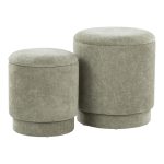 Marla Green Fabric Contemporary Storage Ottoman Set