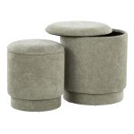 Marla Green Fabric Contemporary Storage Ottoman Set
