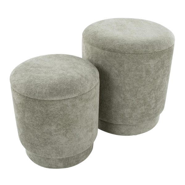Marla Green Fabric Contemporary Storage Ottoman Set 7