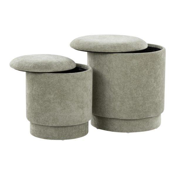 Marla Green Fabric Contemporary Storage Ottoman Set 8