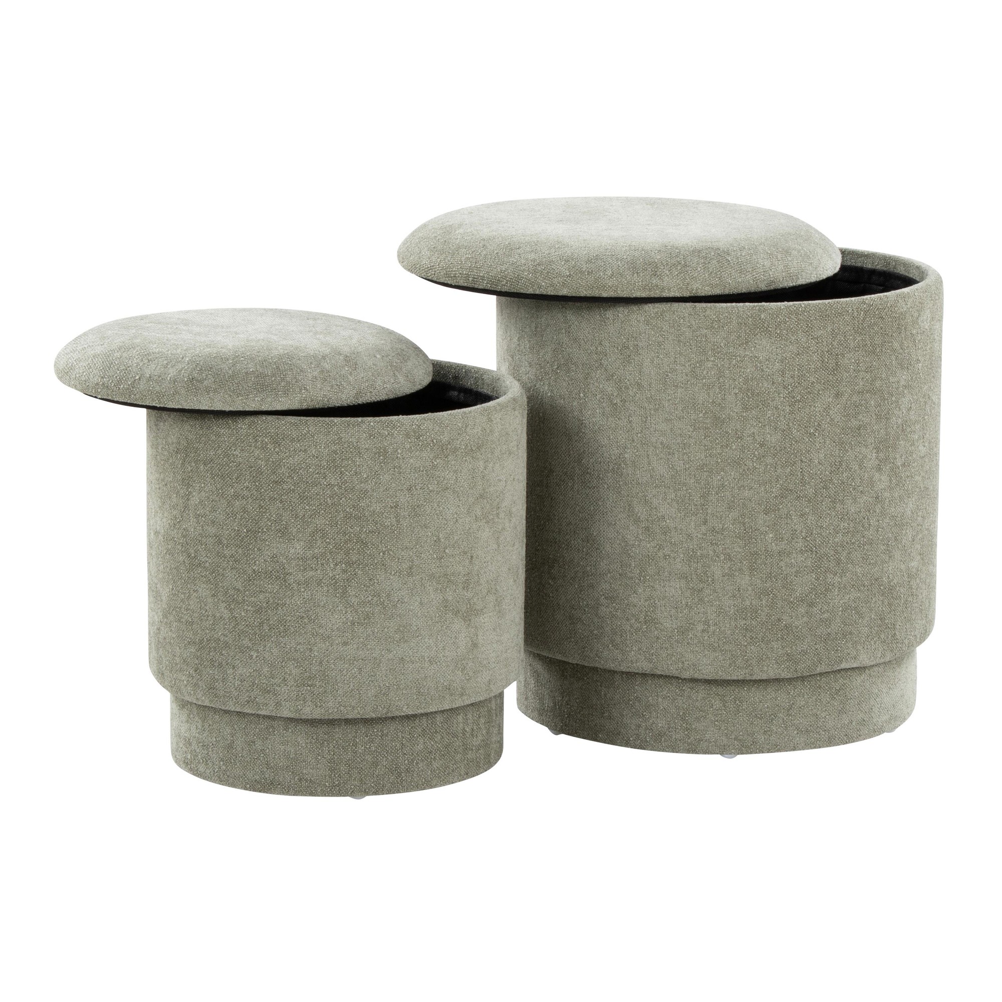 Marla Green Fabric Contemporary Storage Ottoman Set 9 Marla Green Fabric Contemporary Storage Ottoman Set - Image 9