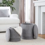 Marla Grey Fabric Contemporary Storage Ottoman Set