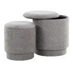 Marla Grey Fabric Contemporary Storage Ottoman Set