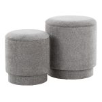 Marla Grey Fabric Contemporary Storage Ottoman Set