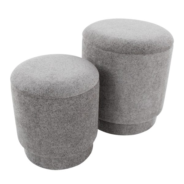 Marla Grey Fabric Contemporary Storage Ottoman Set 5