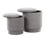 Marla Grey Fabric Contemporary Storage Ottoman Set