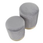 Marla Grey Velvet Gold Contemporary Nesting Ottoman Set