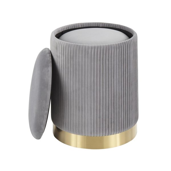 Marla Grey Velvet Gold Contemporary Nesting Ottoman Set 12