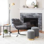 Marla Grey Velvet Gold Contemporary Nesting Ottoman Set
