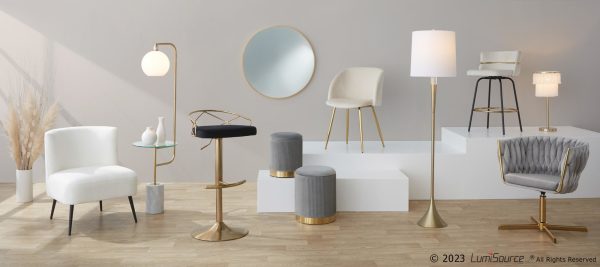 Marla Grey Velvet Gold Contemporary Nesting Ottoman Set 5