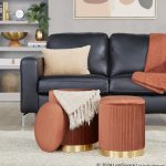 Marla Light Brown Velvet Nesting Contemporary Ottoman Set