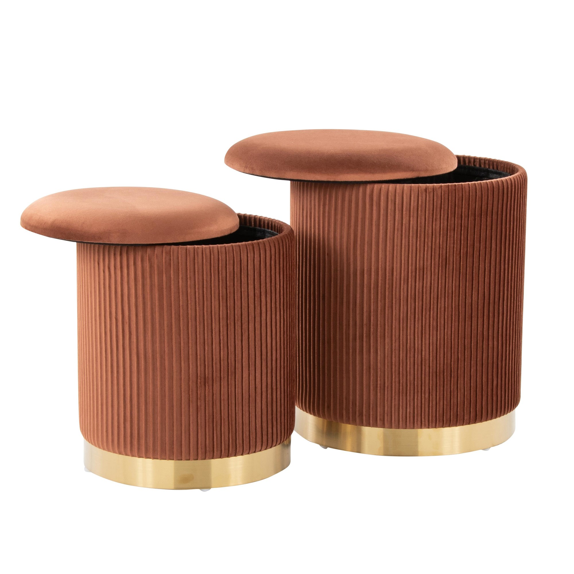 Marla Light Brown Velvet Nesting Contemporary Ottoman Set 15 Marla Light Brown Velvet Nesting Contemporary Ottoman Set - Image 15