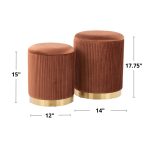 Marla Light Brown Velvet Nesting Contemporary Ottoman Set