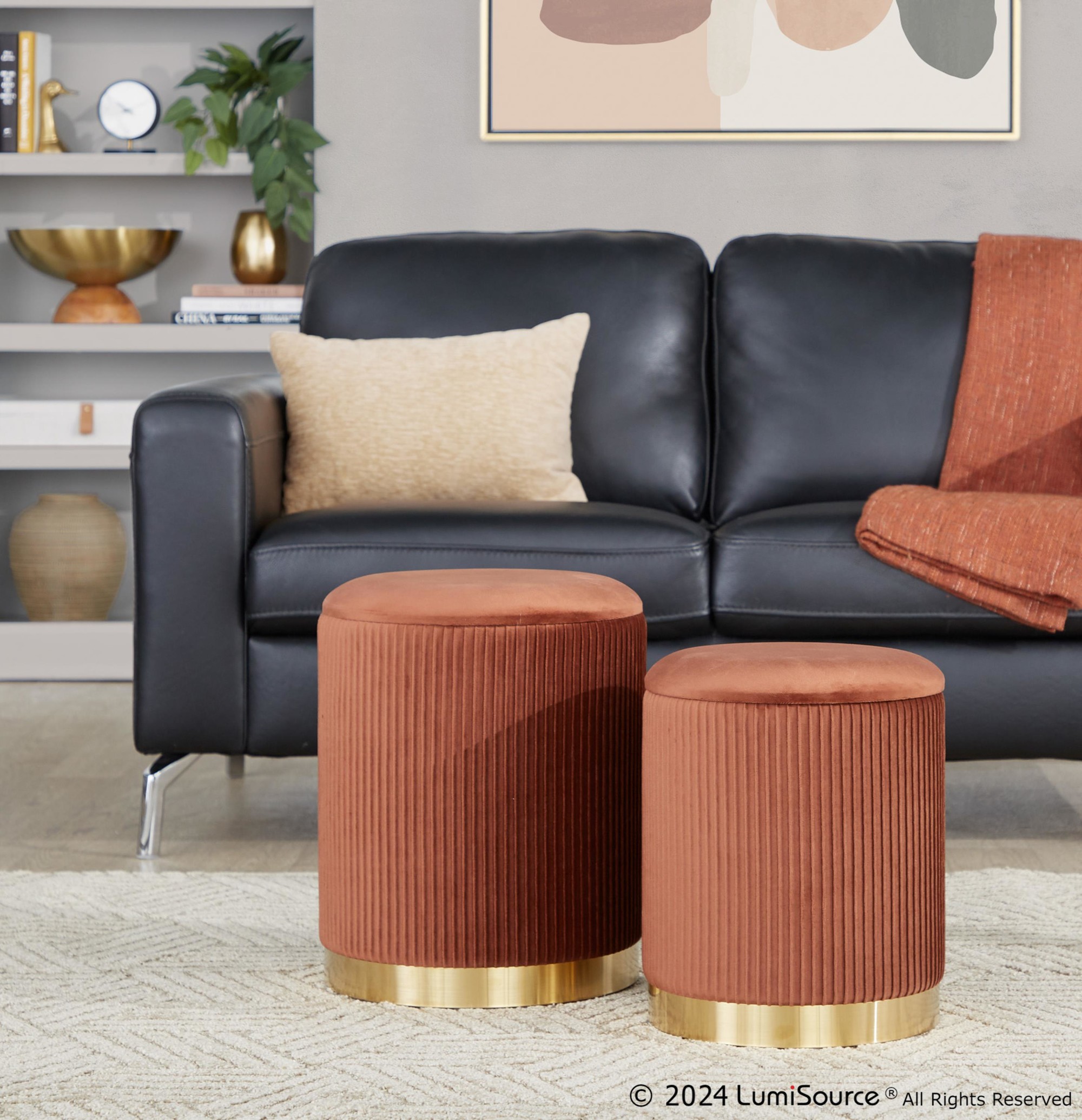 Marla Light Brown Velvet Nesting Contemporary Ottoman Set 1 Marla Light Brown Velvet Nesting Contemporary Ottoman Set