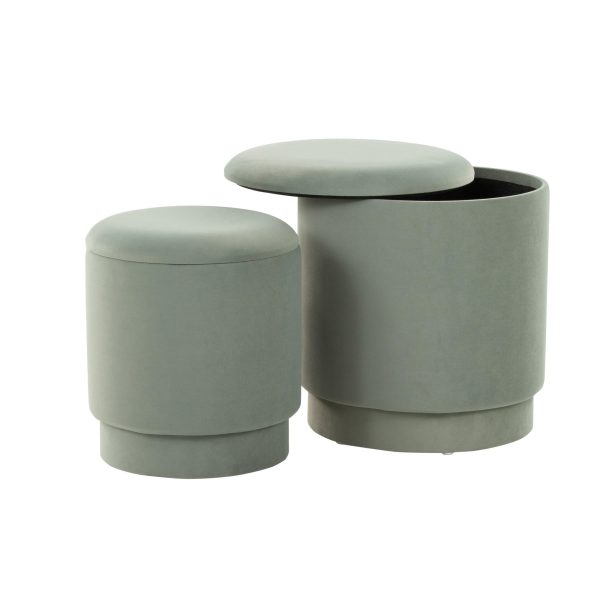 Marla Light Green Velvet Contemporary Ottoman Set 10