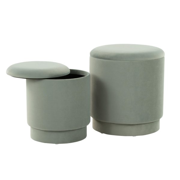 Marla Light Green Velvet Contemporary Ottoman Set 11