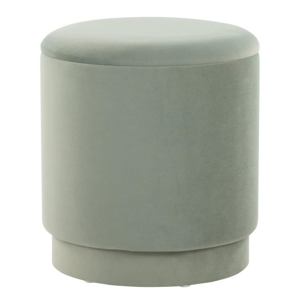 Marla Light Green Velvet Contemporary Ottoman Set 12