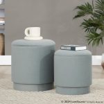 Marla Light Green Velvet Contemporary Ottoman Set 19 Marla Light Green Velvet Contemporary Ottoman Set