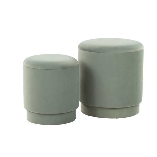 Marla Light Green Velvet Contemporary Ottoman Set 8