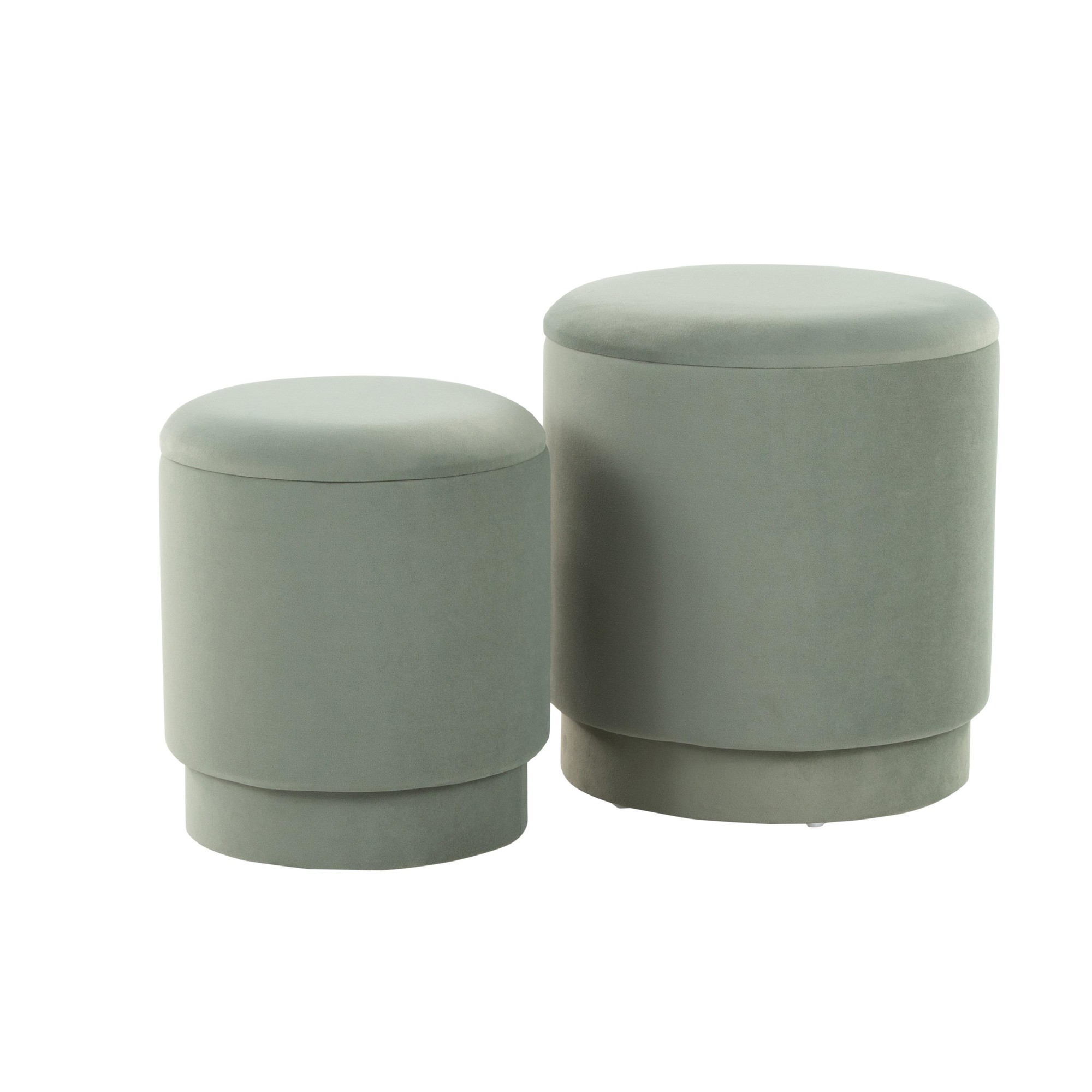 Marla Light Green Velvet Contemporary Ottoman Set 9 Marla Light Green Velvet Contemporary Ottoman Set - Image 9