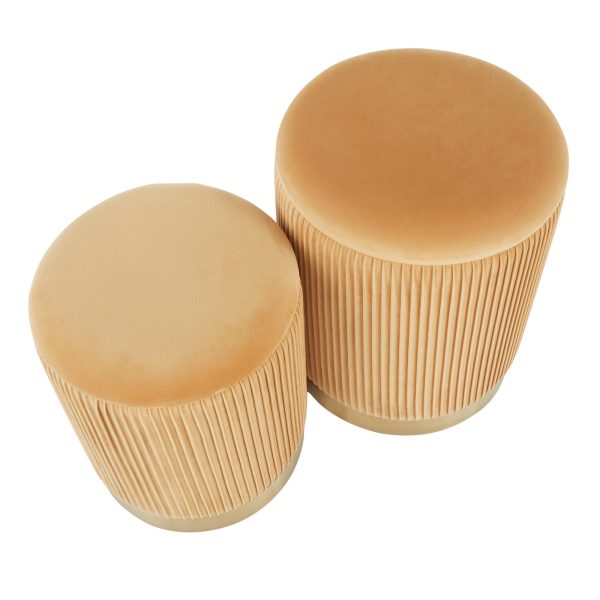 Marla Orange Velvet Gold Nesting Contemporary Ottomans 12