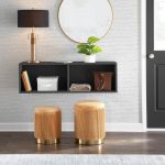 Marla Orange Velvet Gold Nesting Contemporary Ottomans