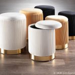 Marla Orange Velvet Gold Nesting Contemporary Ottomans