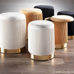 Marla Orange Velvet Gold Nesting Contemporary Ottomans