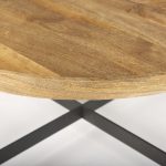 Marquisa 34.25L x 34.25W x 16.5H Small Brown Wood w/ Black Metal Coffee Table
