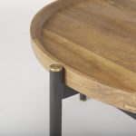 Marquisa 34.25L x 34.25W x 16.5H Small Brown Wood w/ Black Metal Coffee Table