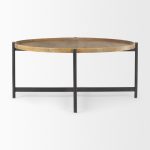 Marquisa Medium Brown Wood W/Black Metal Large Coffee Table