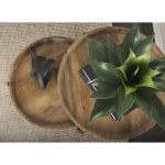 Marquisa (Set of 2) 22.5L x 22.5W x 20.8H Light Brown Wood W/ Black Metal Base Nesting Side Tables