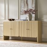 Martha Oak Grooved Four-Door Modern Sideboard with Cable Management 7 Martha Oak Grooved Four-Door Modern Sideboard with Cable Management