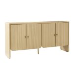 Martha Oak Grooved Four-Door Modern Sideboard with Cable Management 6 Martha Oak Grooved Four-Door Modern Sideboard with Cable Management