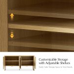 Martha Oak Grooved Four-Door Modern Sideboard with Cable Management 8 Martha Oak Grooved Four-Door Modern Sideboard with Cable Management