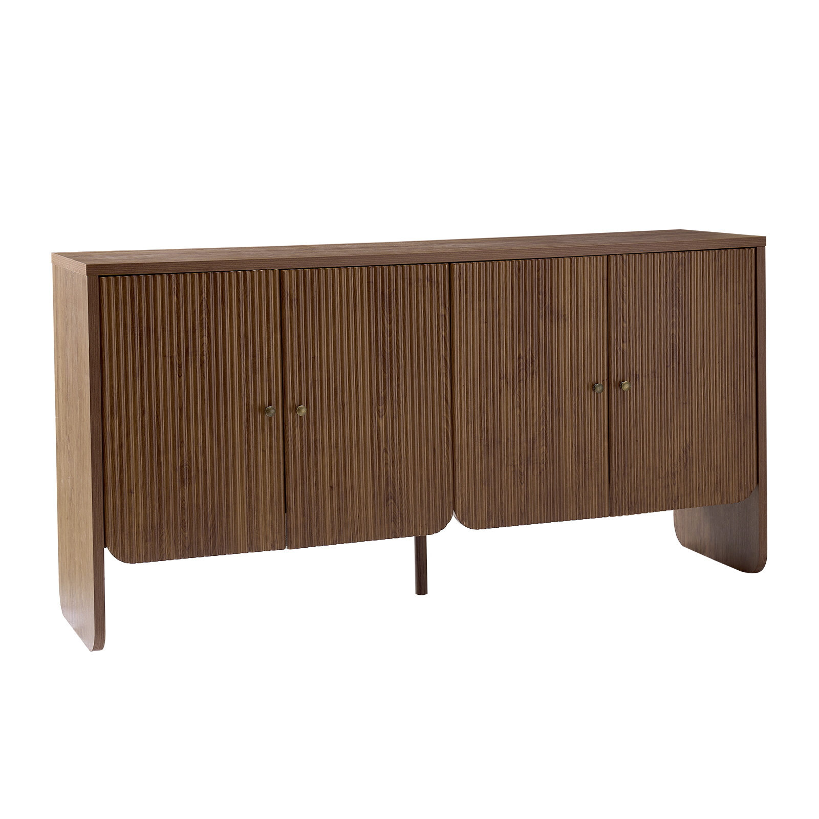 Martha Walnut Grooved 4-Door Modern Sideboard with Cable Management 1 Martha Walnut Grooved 4-Door Modern Sideboard with Cable Management