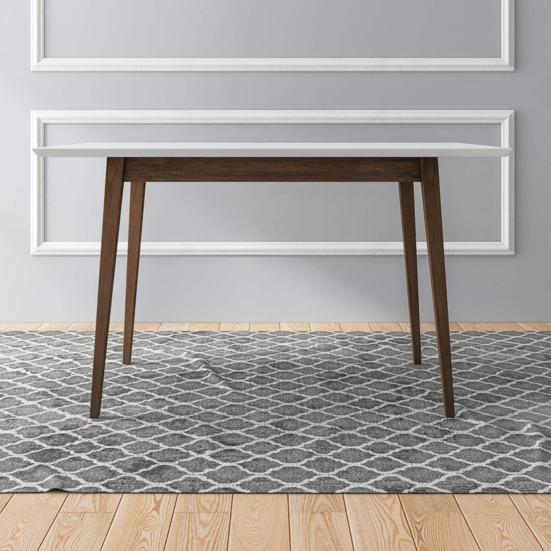 White Solid Wood Rectangular Dining Table 47 Inch Mid-Century 4 White Solid Wood Rectangular Dining Table 47 Inch Mid-Century - Image 4