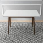 White Solid Wood Rectangular Dining Table 47 Inch Mid-Century 7 White Solid Wood Rectangular Dining Table 47 Inch Mid-Century