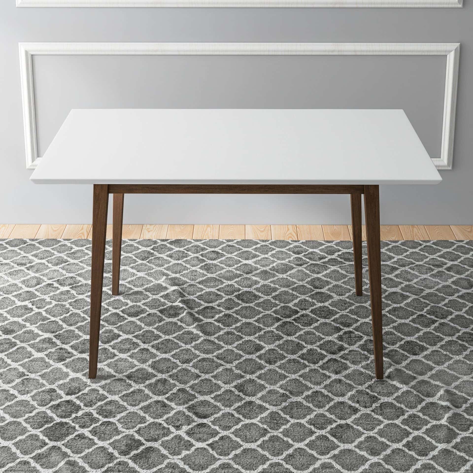 White Solid Wood Rectangular Dining Table 47 Inch Mid-Century 3 White Solid Wood Rectangular Dining Table 47 Inch Mid-Century - Image 3